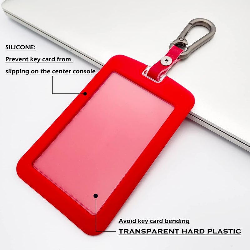TANDRIVE 2PCS Silicone Key Card Holder Case Compatible with Tesla Model 3 Model Y Cybertruck and Rivian，Key Protector Cover Accessories Including Key Chain, Black and Red - Image 5